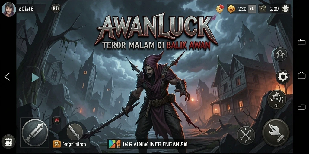Tampilan gameplay menyeramkan dalam AWANLUCK dengan nuansa yang mencekam.