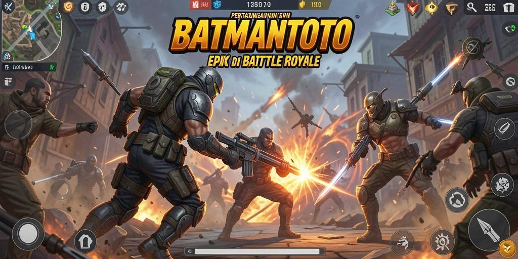 Screenshot gameplay utama BATMANTOTO dalam aksi Battle Royale.