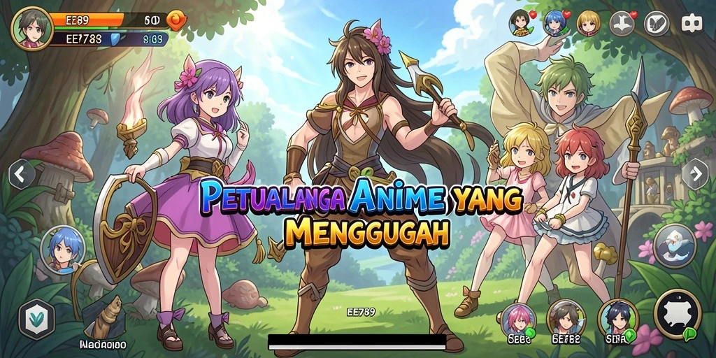 Gameplay EE789 menampilkan aksi seru dan interaksi karakter Anime.