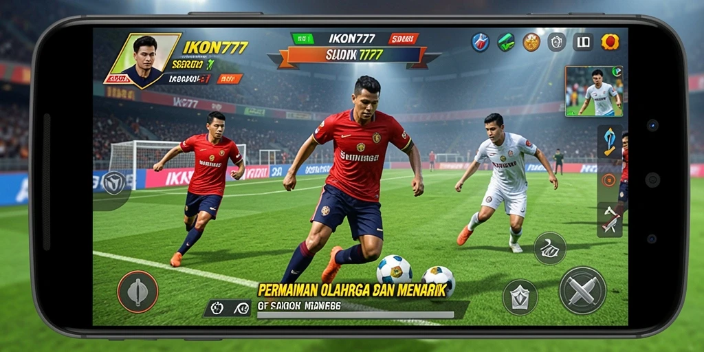 Tangkapan layar utama IKON777 menampilkan pemain sedang beraksi dalam pertandingan olahraga.