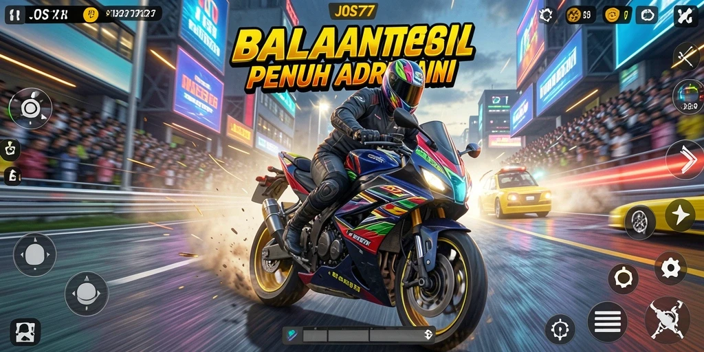 Tampilan gameplay mendebarkan dari balapan motor JOS77.