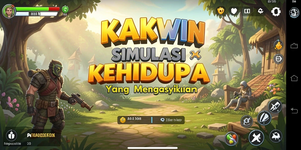 Screenshot KAKWIN menunjukkan interaksi karakter dalam dunia simulasi.