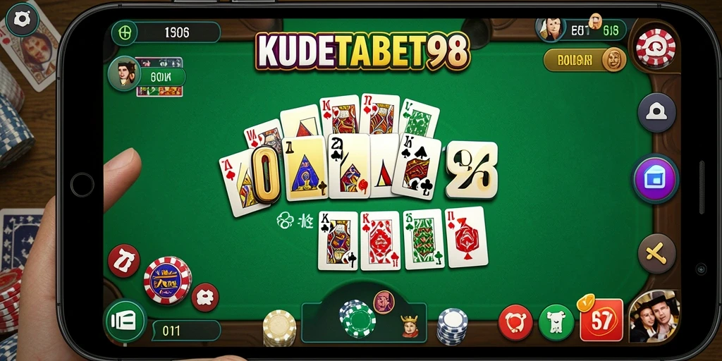 Tampilan utama gameplay KUDETABET98 dengan suasana domino yang seru.