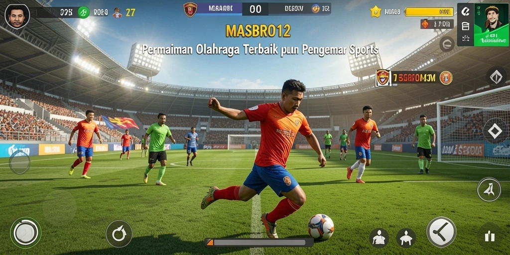 Screenshot utama MASBRO12 menunjukkan aksi olahraga yang intens dan menarik.