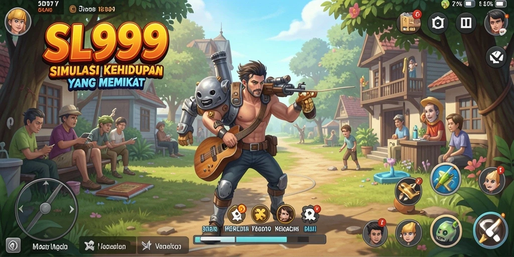 Screenshot gameplay SL999 menampilkan karakter dalam lingkungan yang interaktif.