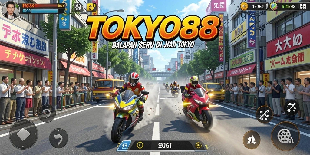 Gameplay menegangkan di jalanan Tokyo dengan mobil balap.