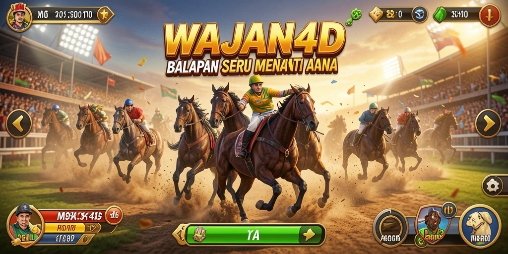 Tampilan utama gameplay WAJAN4D menampilkan balapan yang mendebarkan dan kendaraan berfokus pada kecepatan.